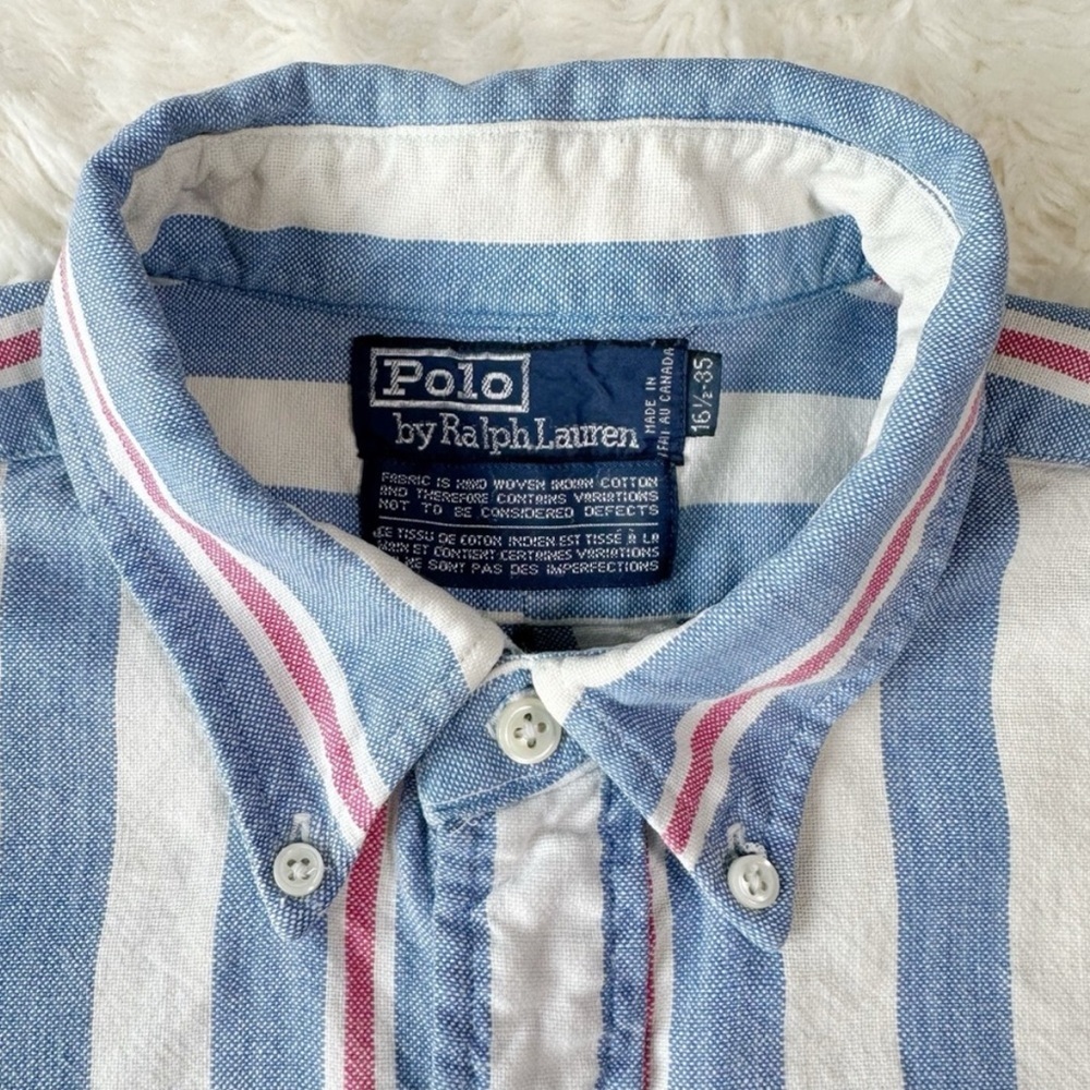 Ralph Lauren Men Stripe Blue White Oxford Button Down Long Sleeve Shirt - Picture 4 of 9